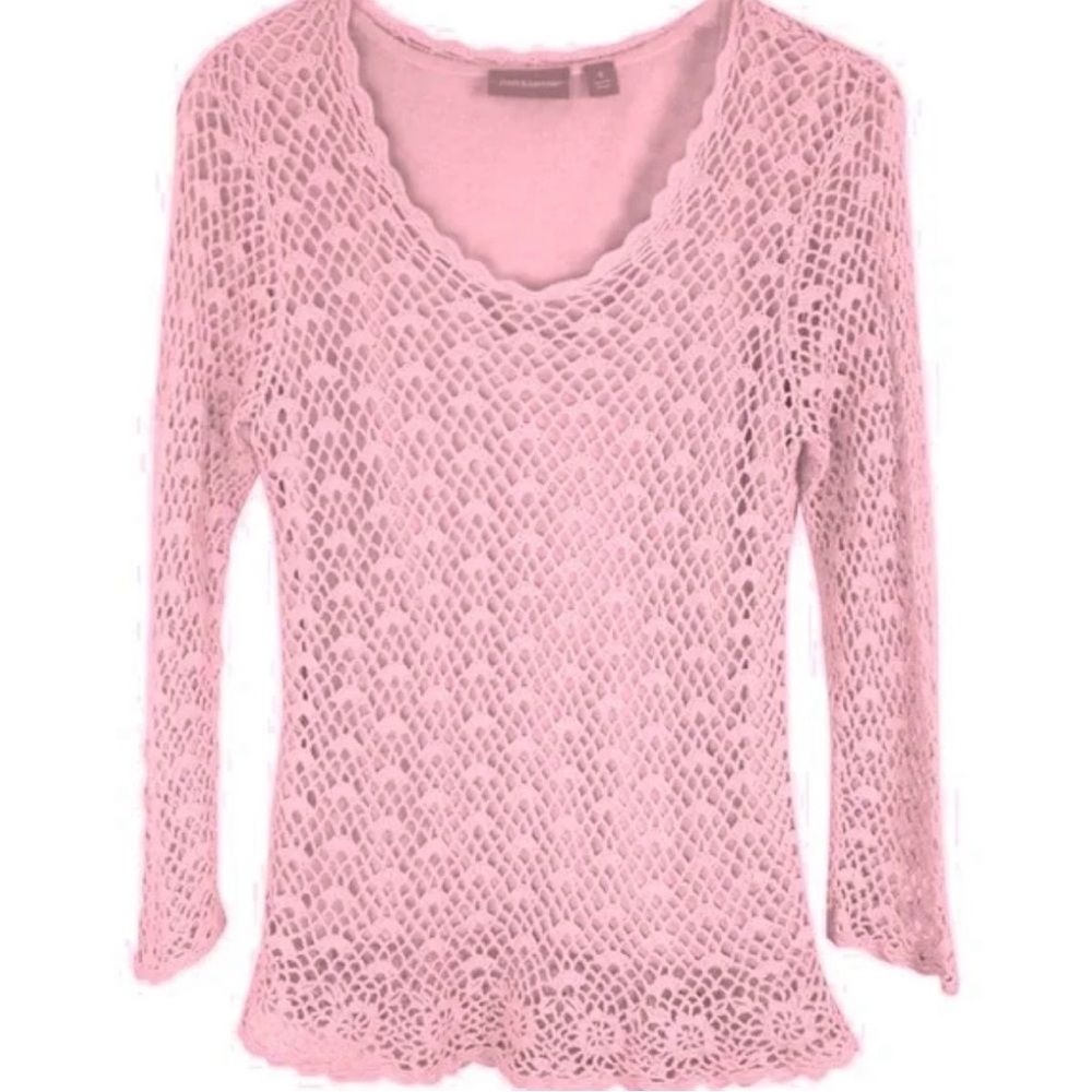 Croft & Barrow Women’s Long Sleeve XL CrewNeck Pullover Knit Crochet Lined Top